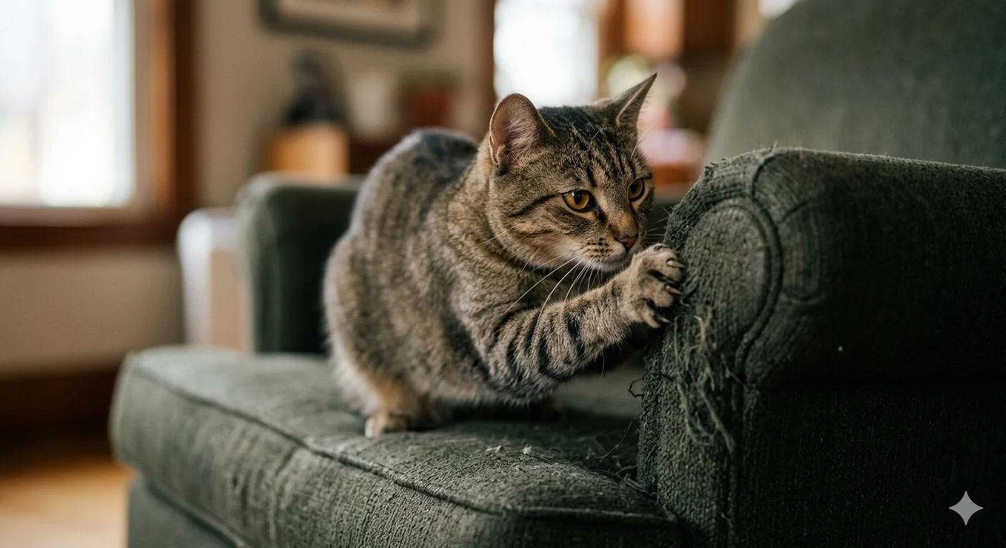 Gato arranhando moveis